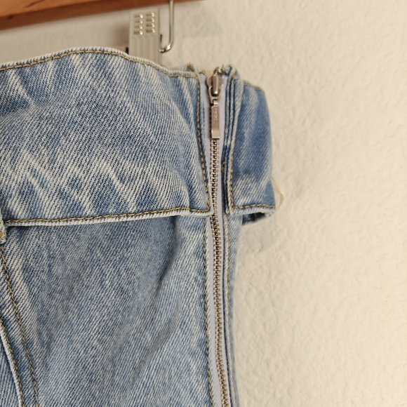 MESHKI Teddi Denim Strapless Mini Bodycon Dress Size LG - Picture 10 of 14